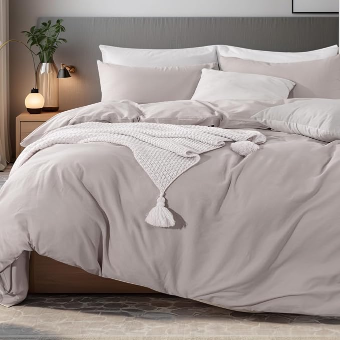 NEXHOME PRO Duvet Cover King Size, 100% Washed Cotton Orgnic Linen Like - Image 4