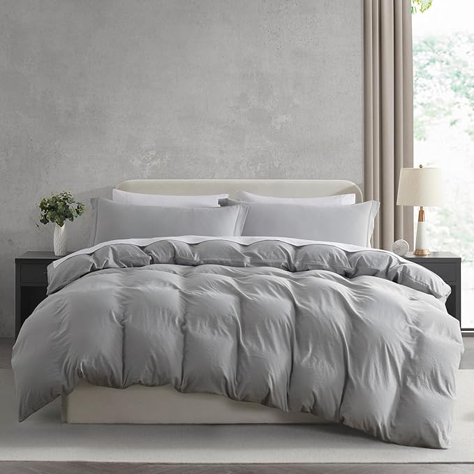 Nestl Light Grey Duvet Cover Queen Size by Nestl
