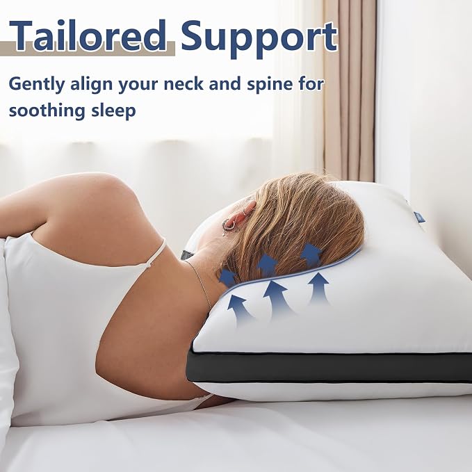 CozyLux Pillows King Size Set of 2, Soft and Supportive 3D Down Alternative Bed - Image 3