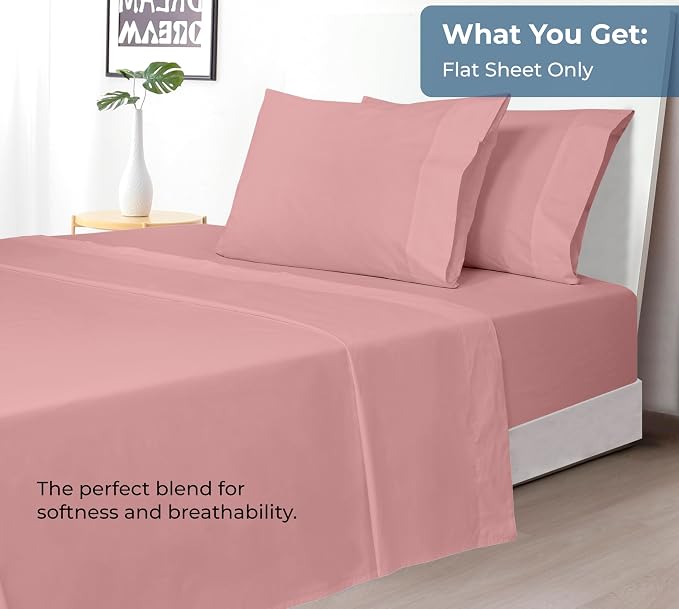 Royale Linens 100% Organic Cotton Twin Flat Sheet Only - Image 5