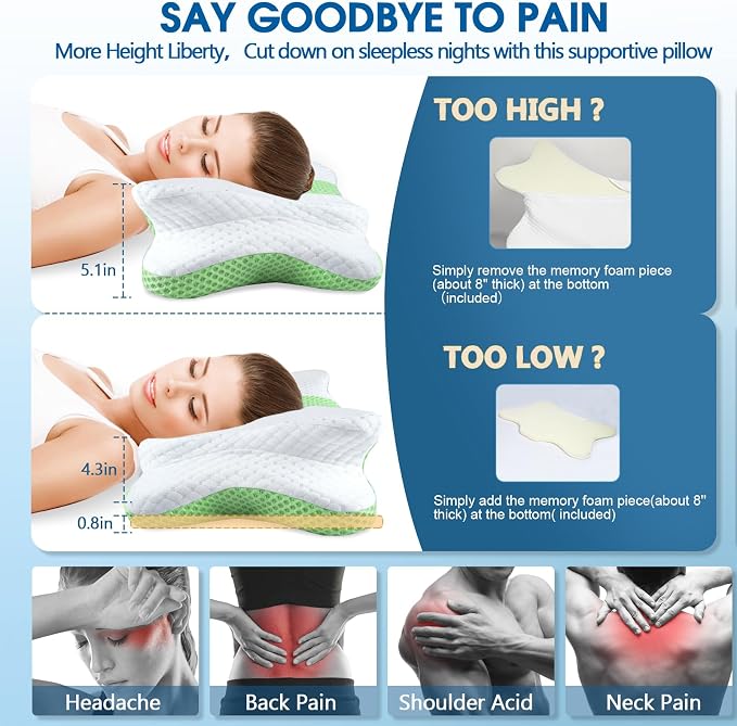 CHxxy Memory Foam Pillows, Cervical Pillow - Image 2