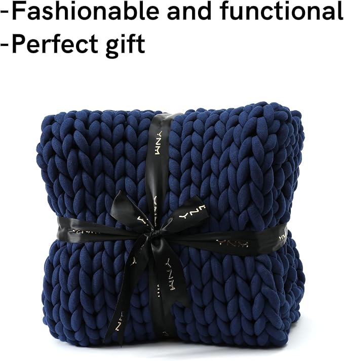 YnM Weighted Blanket, Handmade Chunky Knitted Design, Soft and Cozy, - Image 4