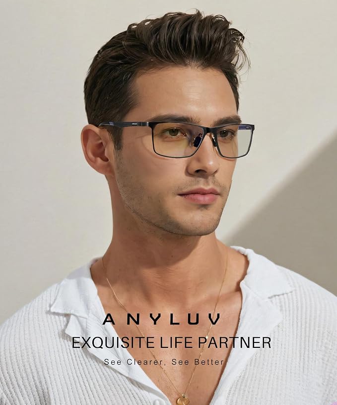 ANYLUV Blue Light Glasses Men, Relieve Eyestrain and Eye Protection, Al-Mg - Image 2