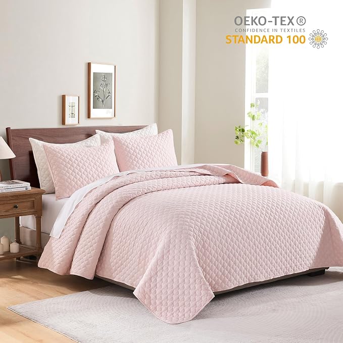 HORIMOTE HOME Quilt King Size Light Pink, Lightweight Quilt - Image 4