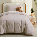 LOVQUE Linen Light Grey Duvet Cover Twin Size, 100% Washed Cotton Linen Like by LOVQUE