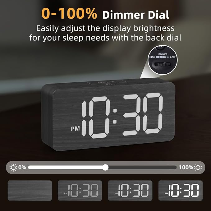 uscce Wooden Digital Alarm Clocks - Image 4