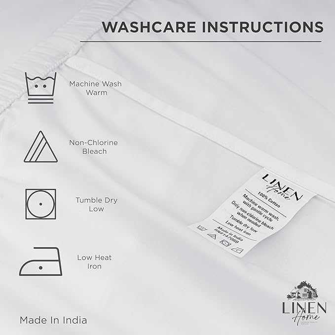 Linen Home 100% Cotton Percale Weave Fitted Sheet, Full Size, 1 Deep Pocket - Image 4
