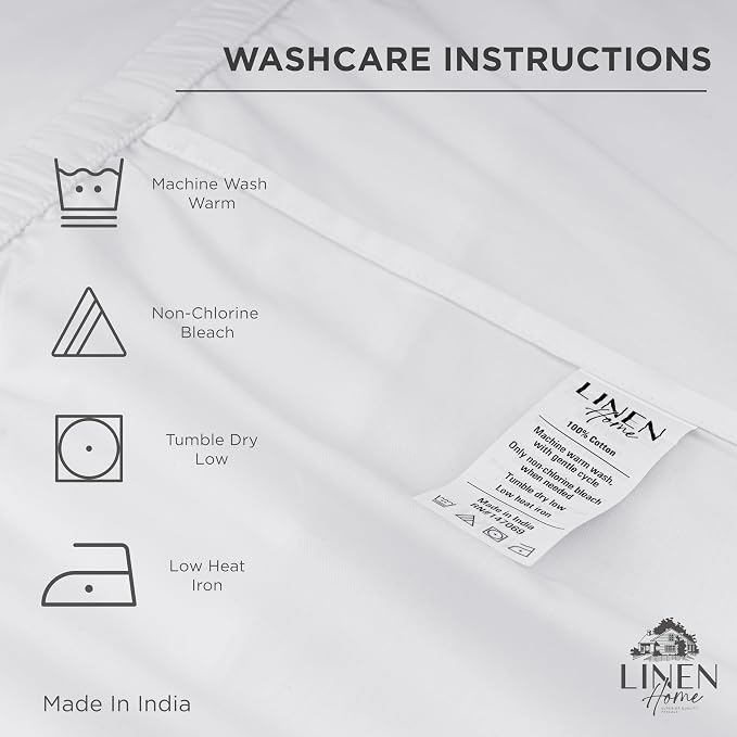 Linen Home 100% Cotton Percale Weave Fitted Sheet, Twin Size, English Rose - Image 4