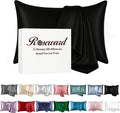 Black Silk Pillowcase with Natural Dye Made in USA, Oeko-TEX Certified Real 22 by ROSEWARD