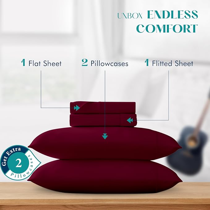 XOOX Linen 100% Egyptian Cotton Queen Sheet Set - Image 3