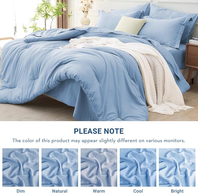 MUXHOMO 7 Pieces King Comforter Set, Soft Bed in a Bag King Size, All Season - Image 7