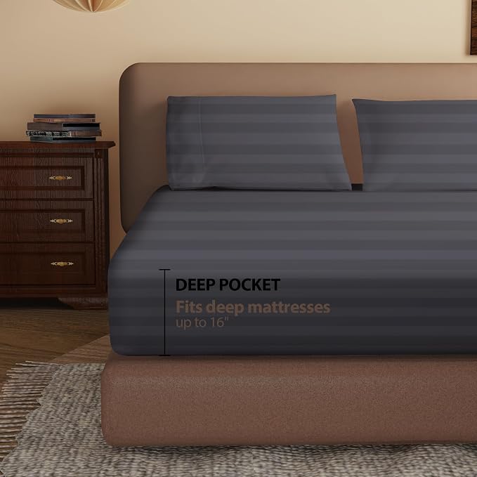 100% Egyptian Cotton Fitted Sheet Twin-XL/Split King Size, 600 Thread Count - Image 2
