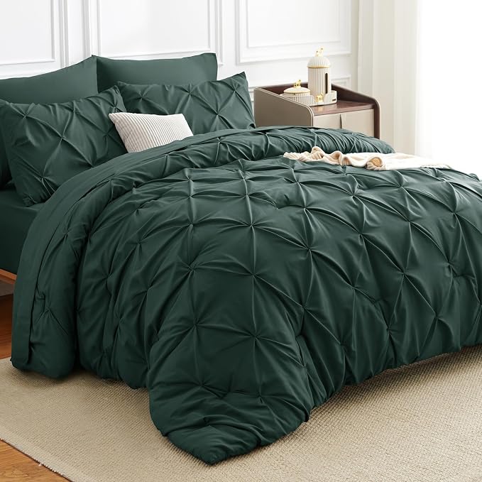 CozyLux Full Size Comforter Sets Forest Green, 7 Pieces Bed in A Bag Green - Image 4
