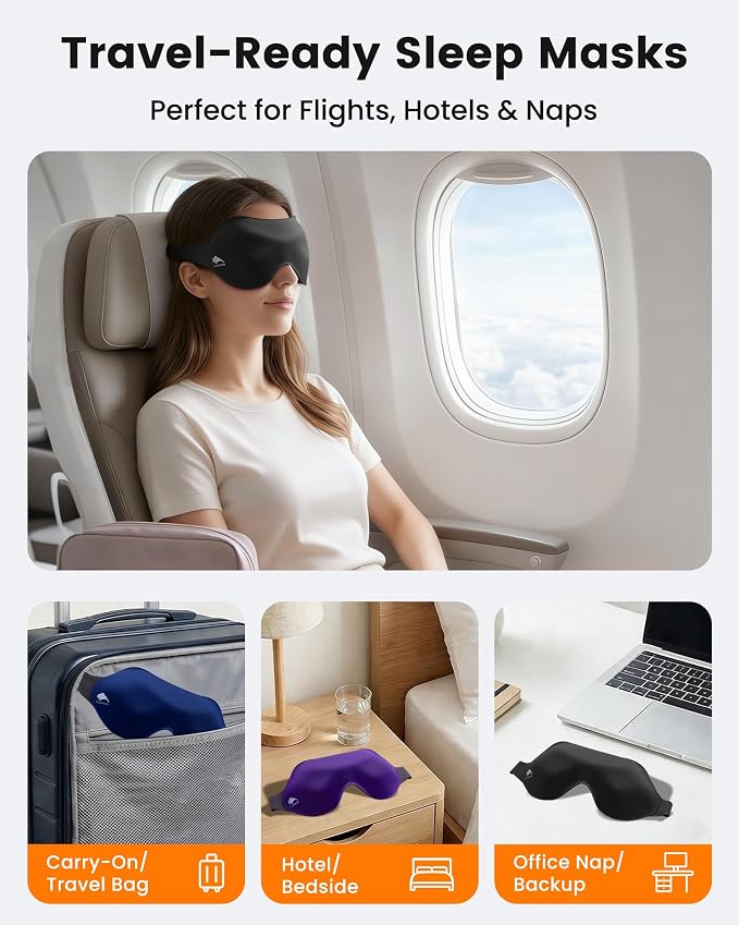 3 Pack Sleep Masks for Women & Men: True Blackout Eye Mask for Sleeping - Image 7