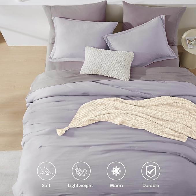 WRENSONGE Full Size Comforter Set- 7 Pieces Lilac Bed in a Bag Full Size - Image 5