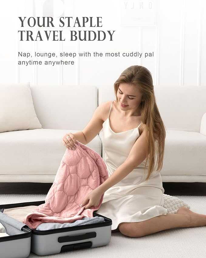 Weighted Lap Blanket 7lbs, Cozy Luxury Crystal Velvet Weighted Blanket - Image 5