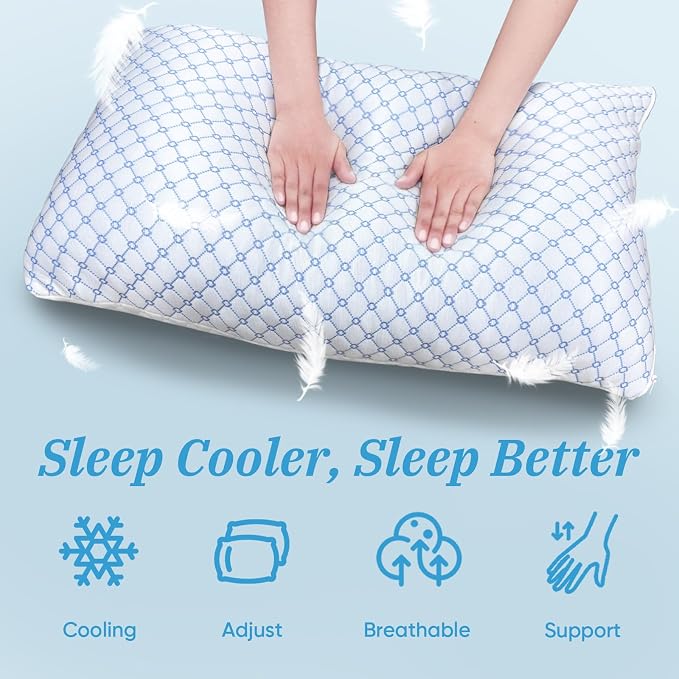 OAISZ Cooling Pillow Standard Size 2 Pack, Shredded Memory Foam Bed Pillows - Image 7