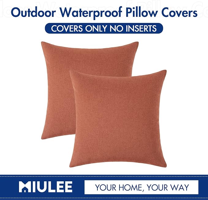 MIULEE Pack of 2 Decorative Outdoor Solid Waterproof Throw Pillow Covers Spring - Image 5
