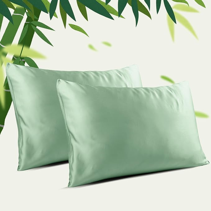 Bamboo Viscose Zippered Pillow Cases Queen Size Set of 2, 400 Thread Count - Image 9