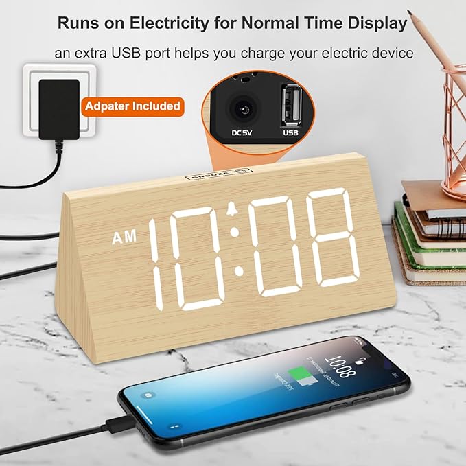 DreamSky Wooden Digital Alarm Clocks - Image 5