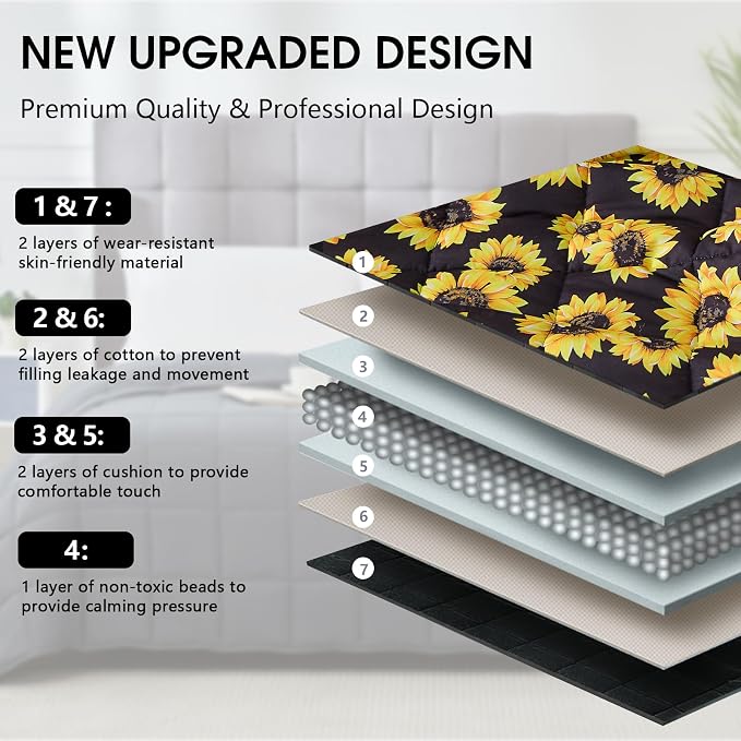 Sunflower Weighted Blanket for Adults 15lbs, Twin Full Size Cooling Heavy Throw - Image 4