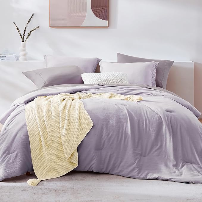 WRENSONGE Full Size Comforter Set- 7 Pieces Lilac Bed in a Bag Full Size by WRENSONGE