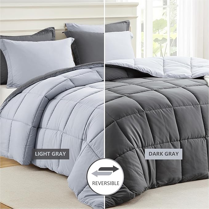 Homelike Moment California King Comforter Set Grey, Lightweight Cal King - Image 2