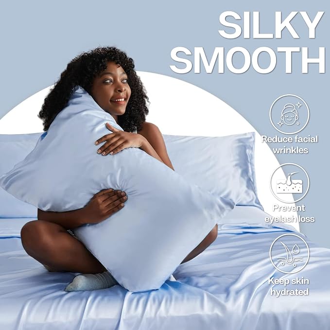 MR&HM Satin Pillowcase for Hair and Skin, Silk Satin Pillowcase 2 Pack - Image 4