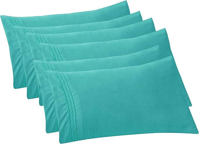 Elegant Comfort 6-PACK Solid Pillowcases 1500 Premium Hotel Quality Microfiber by ELEGANTCOMFORT