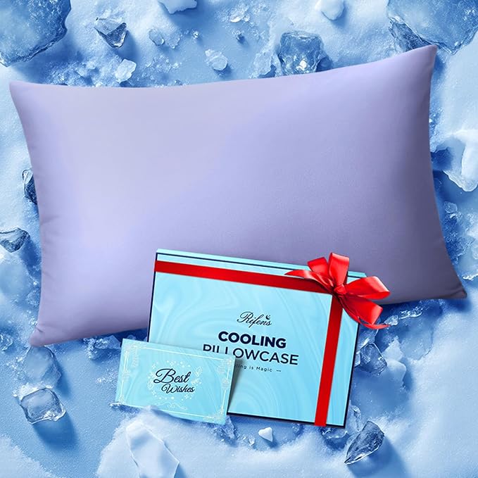 Ice Cooling Pillowcase for Hot Sleepers, Instantly Cool, Stays Cold All Night by Rifens