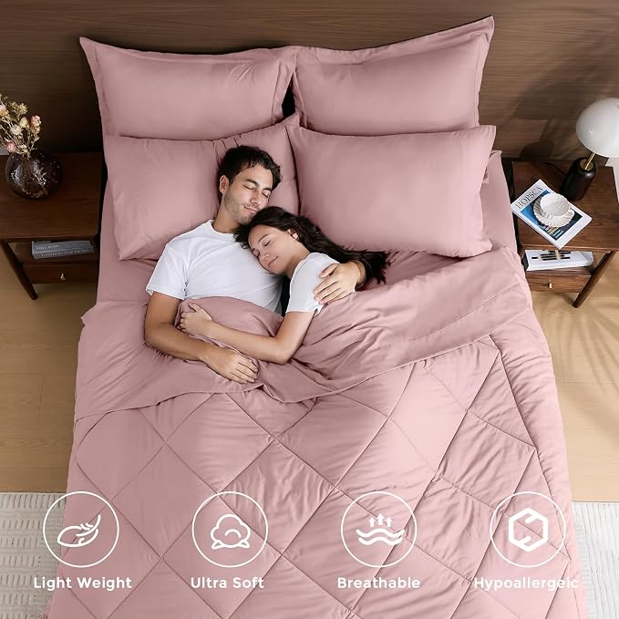 HEVUMYI Dusty Pink Cali-King Comforter Set - Image 2