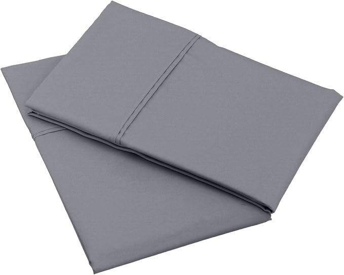 Amazon Basics 400 Thread Count 100% Cotton Pillow Cases, Sateen Weave, Dark Gray - Image 3