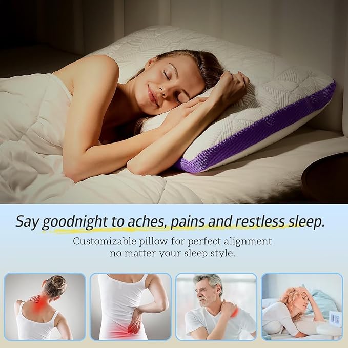 BETU Cooling Pillows Queen Size Set of 2, Shredded Memory Foam Pillows Cool - Image 4