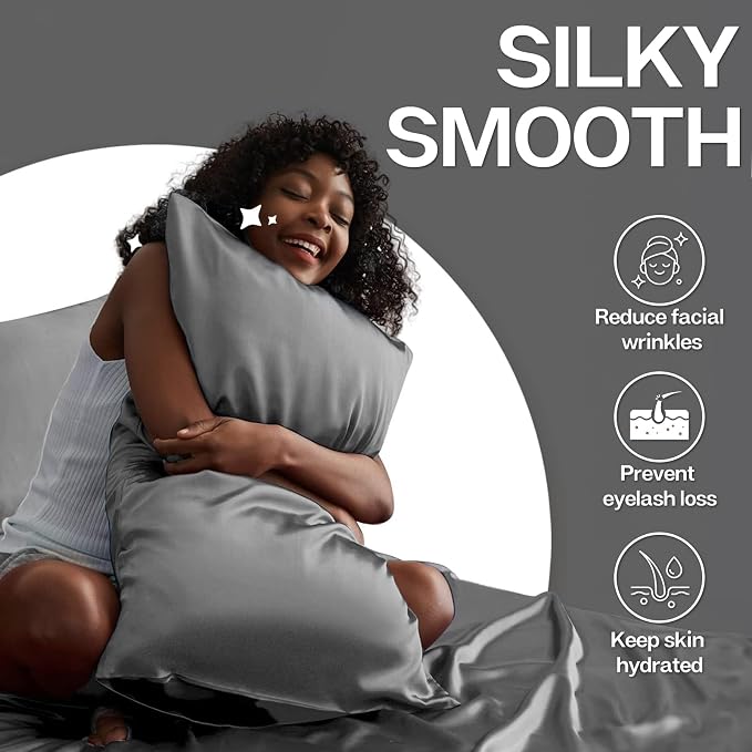 MR&HM Satin Pillowcase for Hair and Skin, Silk Satin Pillowcase 2 Pack - Image 4