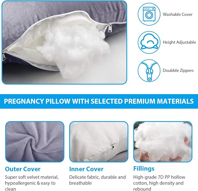 Victostar Pregnancy Pillow, 57 inches U Shaped Maternity Pillow - Image 3