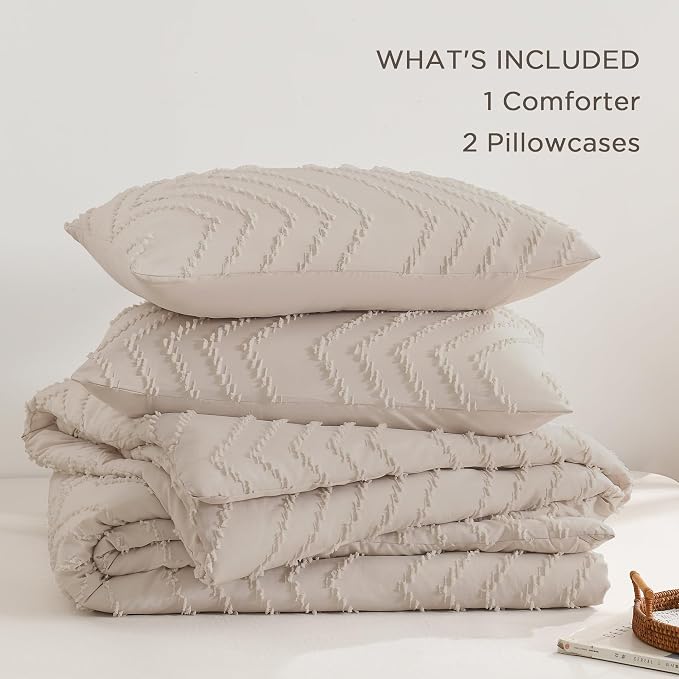 Andency Linen Comforter Set Full Size, Boho Soft Warm Tufted Bedding Comforter - Image 6
