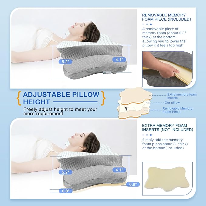 Pain Relief Cervical Pillow for Neck Support, Adjustable Ergonomic Pillow Cozy - Image 2