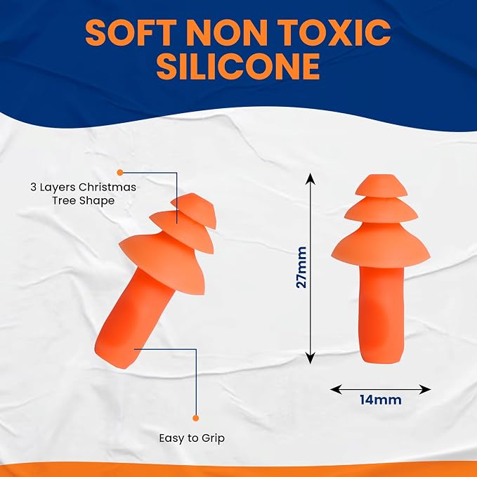 100 Pairs of Orange Reusable Ear Plugs - Image 4