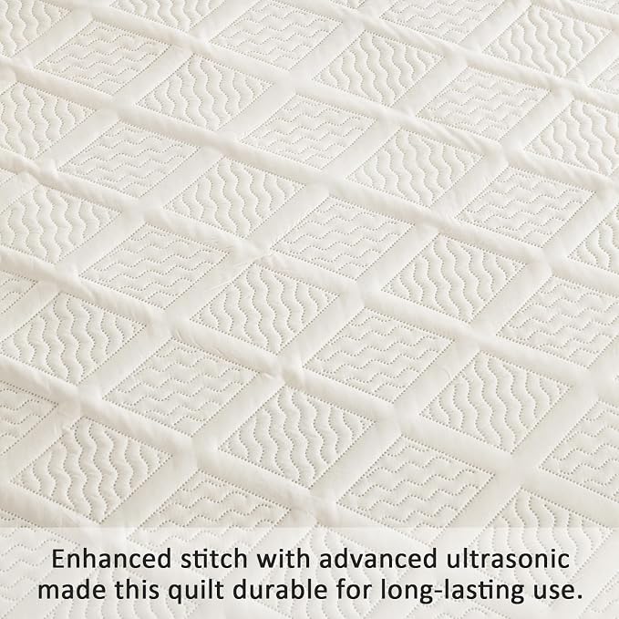 Yiran California King Size Beige Quilt Set Lightweight Oversized Bedspread - Image 5