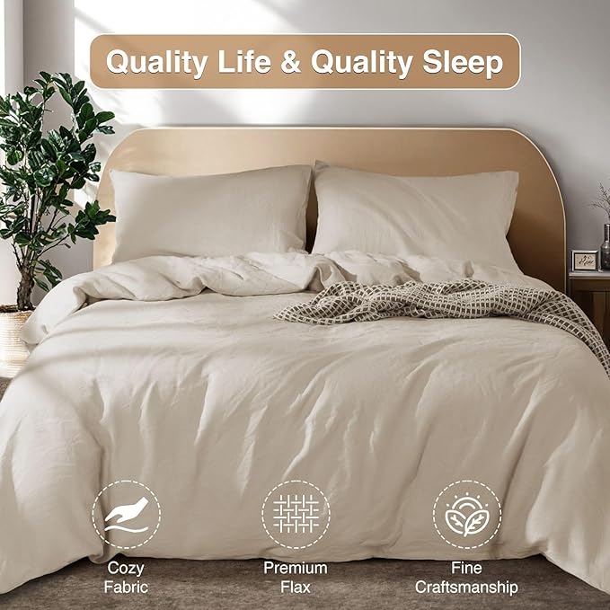 SONORO KATE 100% French Linen Duvet Cover Queen Size, Soft Breathable - Image 7