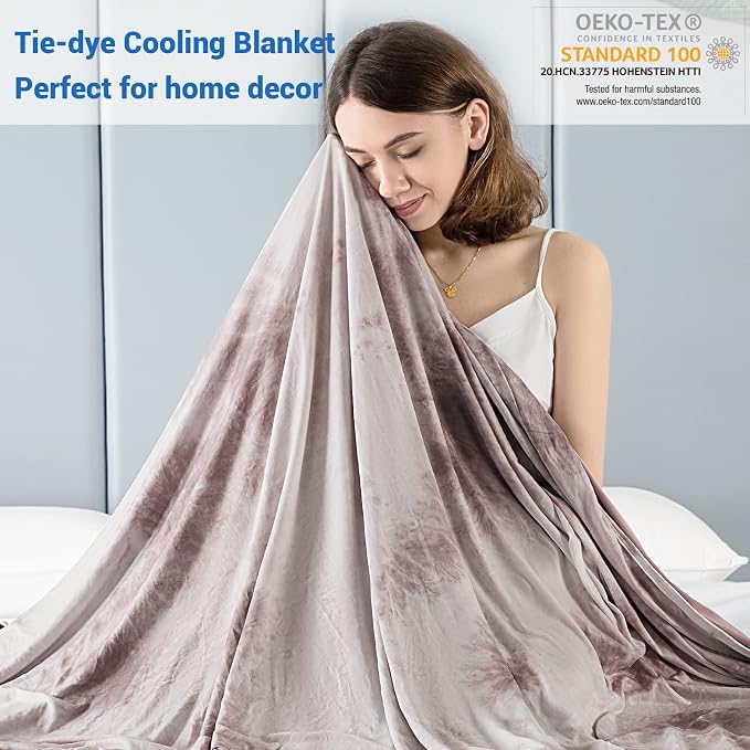 Topcee Cooling Blanket for Hot Sleepers Decorative Tie Dye, Absorbs Heat to - Image 2