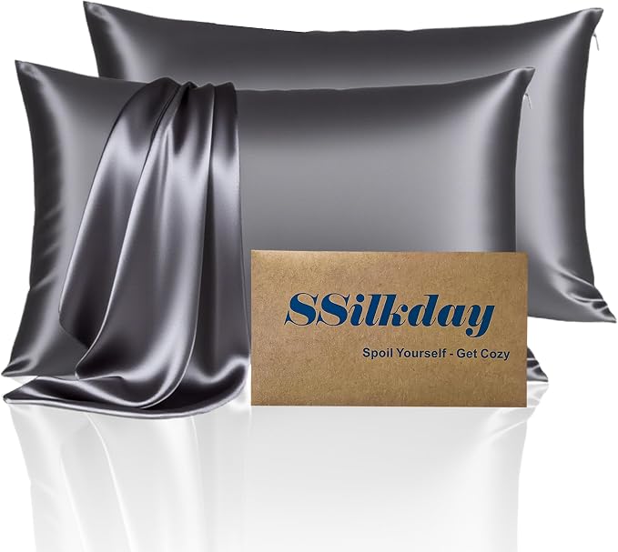 Mulberry Silk Pillow Cases Queen Size Set of 2, Ultra Smooth Soft Breathable by Unknown