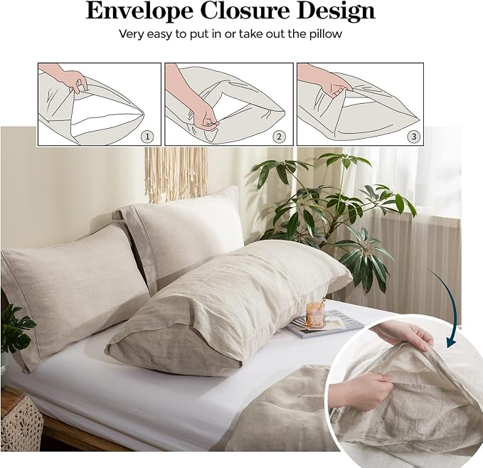 Simple&Opulence Body Pillow Cover 20" x 54", 100% Pure Linen, Ultra Soft and - Image 2