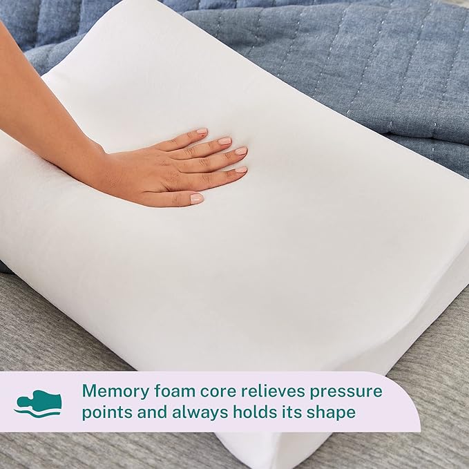 Sleep Innovations Memory Foam Contour Pillow, Queen Size, and Shoulder Alignment - Image 4