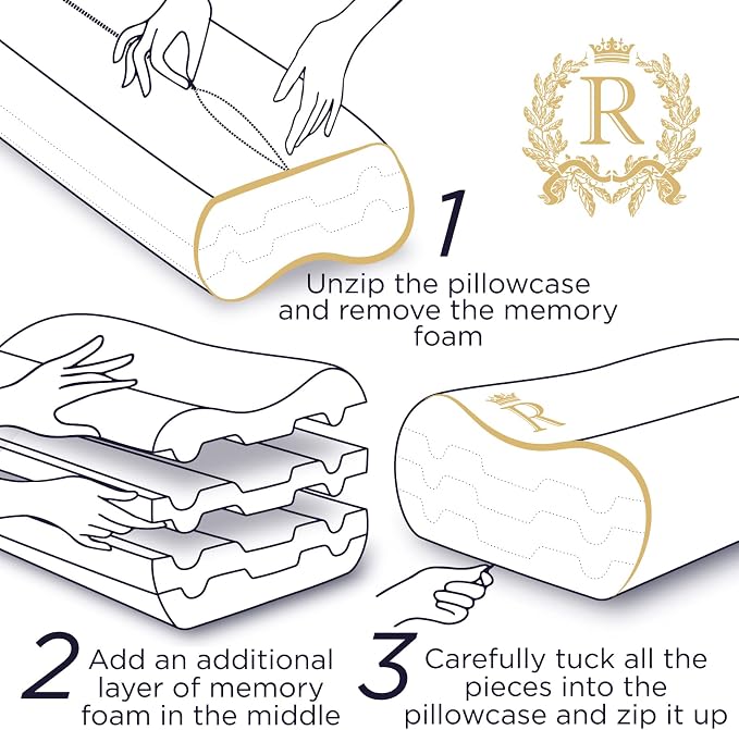Memory Foam Pillow, Cervical Pillow 4-Layer Queen, Contour Pillow, Side Sleeper - Image 9