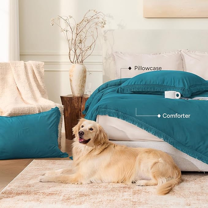 Andency Turquoise Comforter Twin Size, 2 Pieces Boho Teal Tassel Lightweight - Image 5