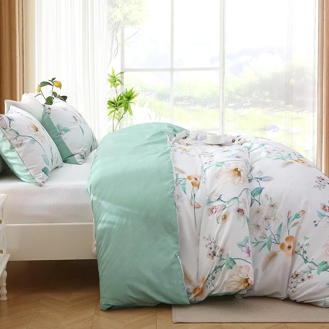 MUXHOMO Duvet Cover Queen Size, Reversible Floral Vintage Duvet Cover Set - Image 4