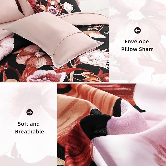 Luxudecor Floral Comforter Set Full Size 7 Piece, Elegant Comforter Bedding Set - Image 5