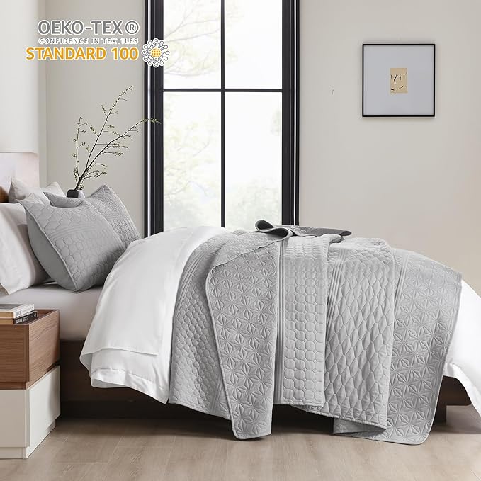 HORIMOTE HOME Grey King Size Quilt Set - Image 3