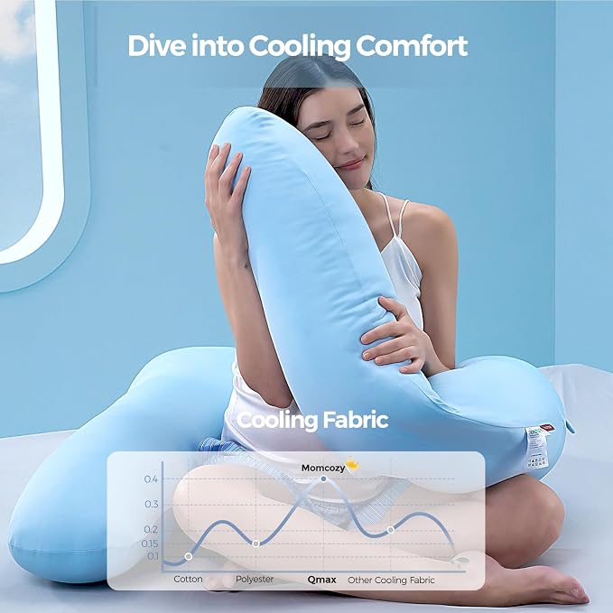 Momcozy Pregnancy Pillow with Cooling Cover, Dreamlign U Pro Maternity Pillow - Image 2